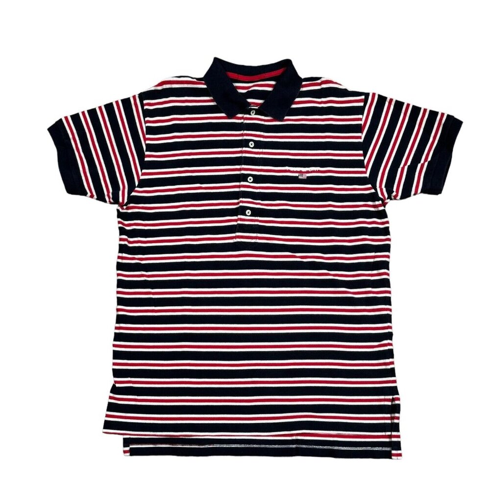 Vintage Polo Sport Striped T-Shirt Men's Sz L? Red White Navy Casual Button
